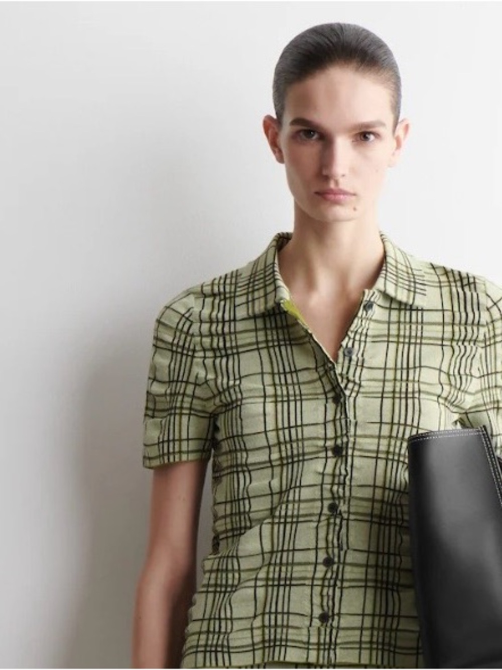 COS Checked Cotton-jacquard Shirt In Green Size S